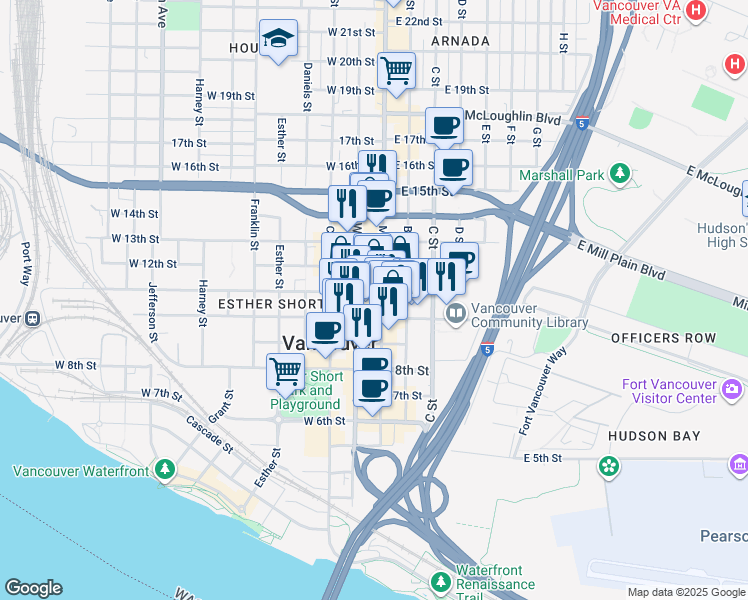 map of restaurants, bars, coffee shops, grocery stores, and more near in 