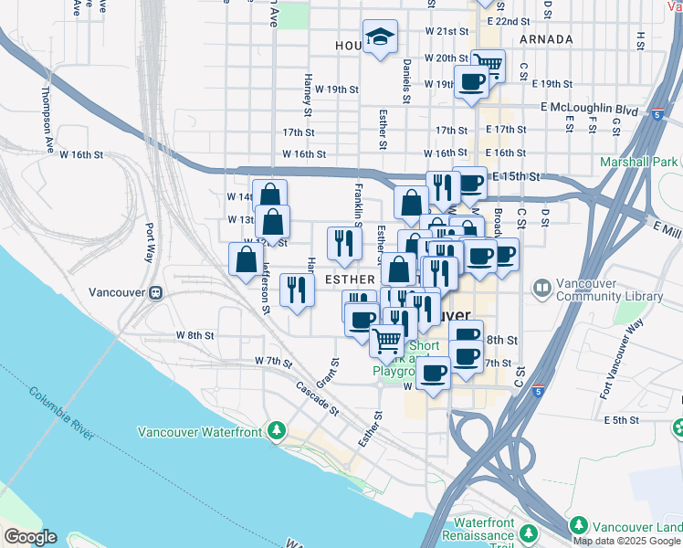 map of restaurants, bars, coffee shops, grocery stores, and more near 613 West 11th Street in Vancouver