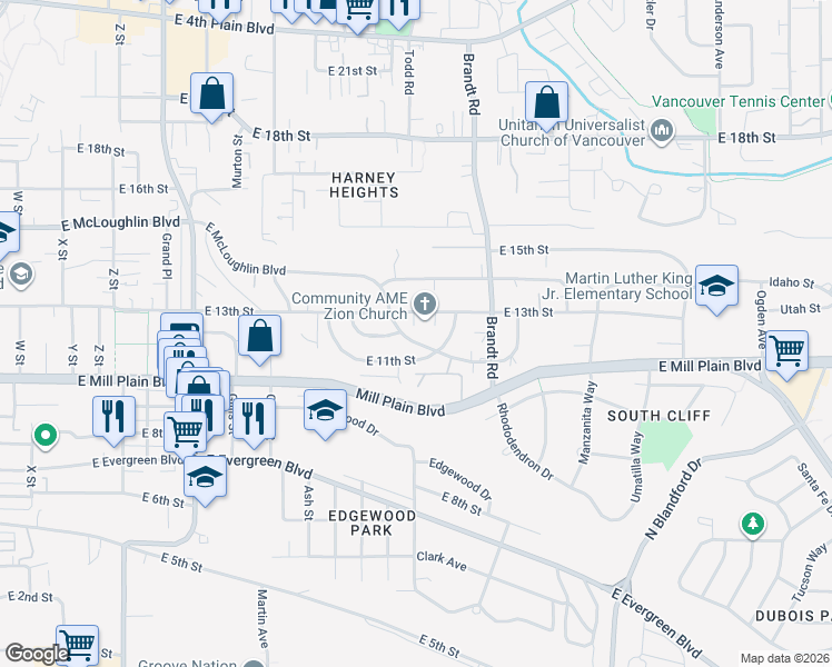 map of restaurants, bars, coffee shops, grocery stores, and more near 3603 East 13th Street in Vancouver