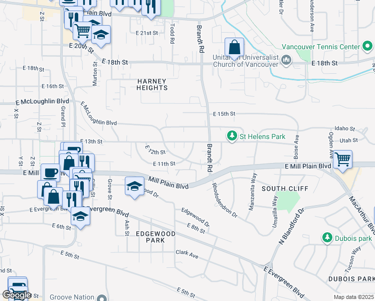 map of restaurants, bars, coffee shops, grocery stores, and more near 3802 East 11th Street in Vancouver
