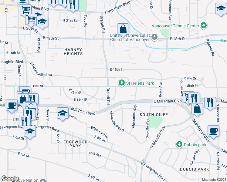 map of restaurants, bars, coffee shops, grocery stores, and more near 1202 East 40th Avenue in Vancouver