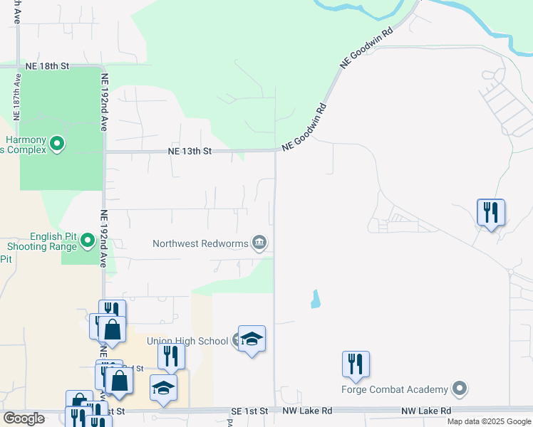 map of restaurants, bars, coffee shops, grocery stores, and more near 6923 Northwest Friberg-Strunk Street in Camas