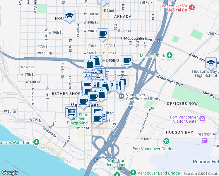 map of restaurants, bars, coffee shops, grocery stores, and more near in Vancouver