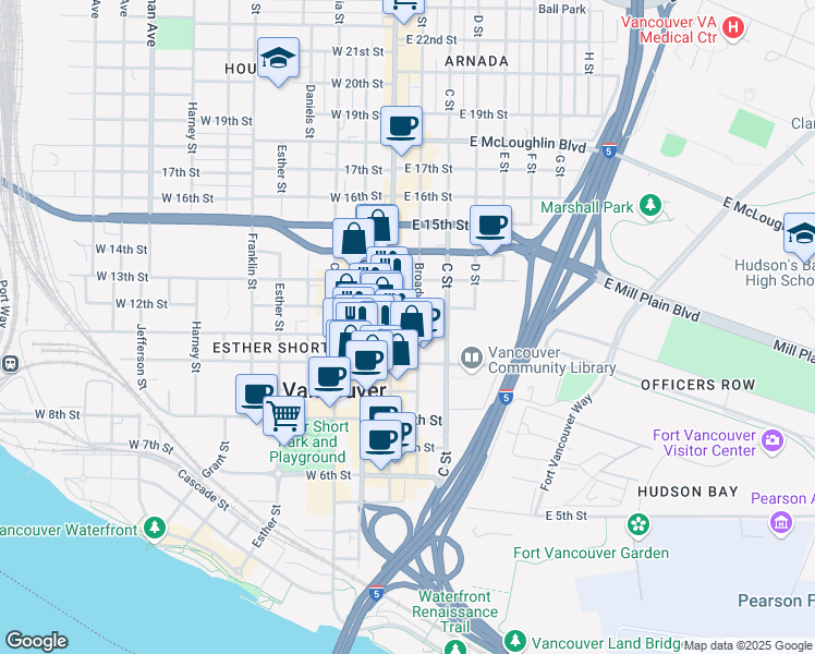 map of restaurants, bars, coffee shops, grocery stores, and more near in Vancouver