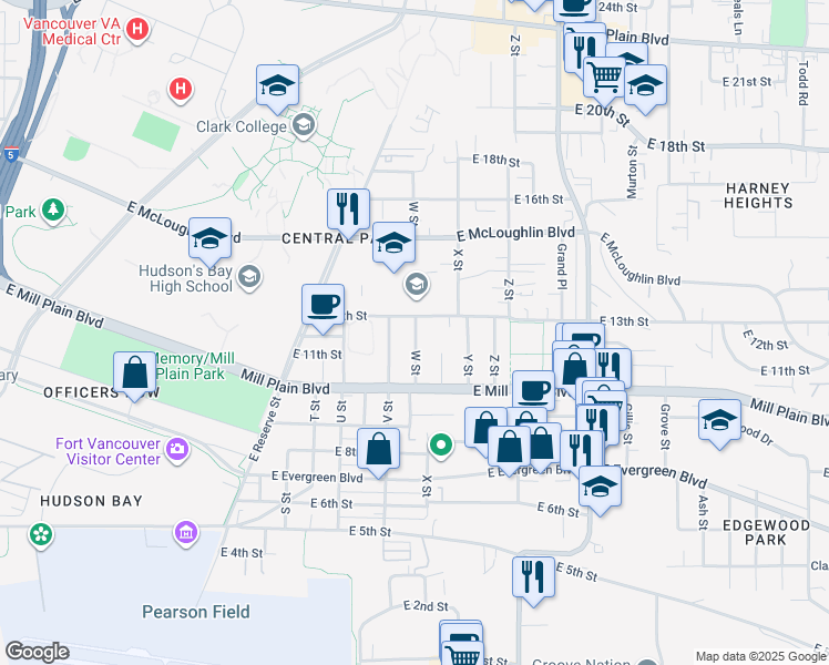 map of restaurants, bars, coffee shops, grocery stores, and more near 2211 East 13th Street in Vancouver