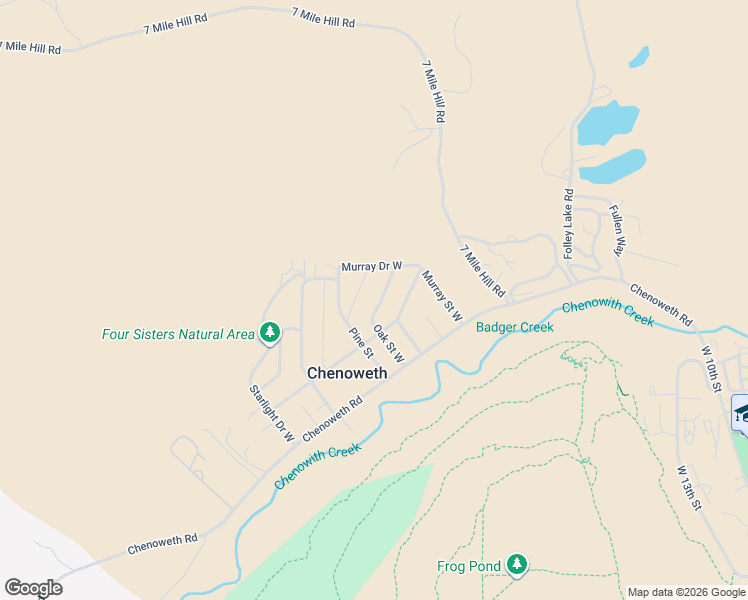 map of restaurants, bars, coffee shops, grocery stores, and more near 1128 Oak Street West in The Dalles