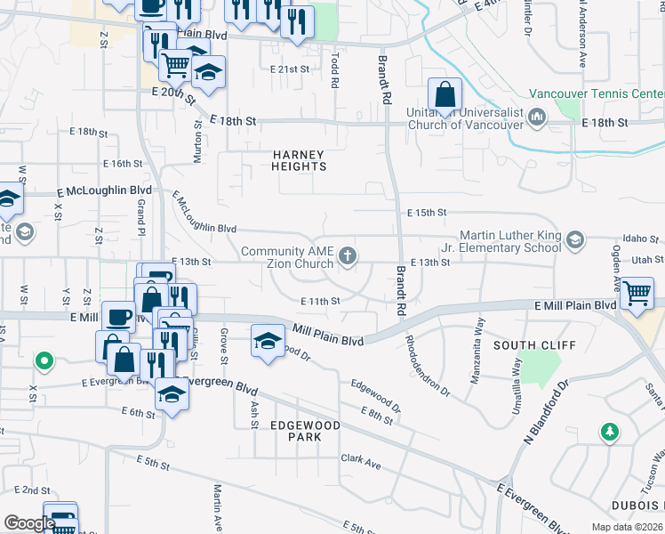 map of restaurants, bars, coffee shops, grocery stores, and more near 3603 East 13th Street in Vancouver