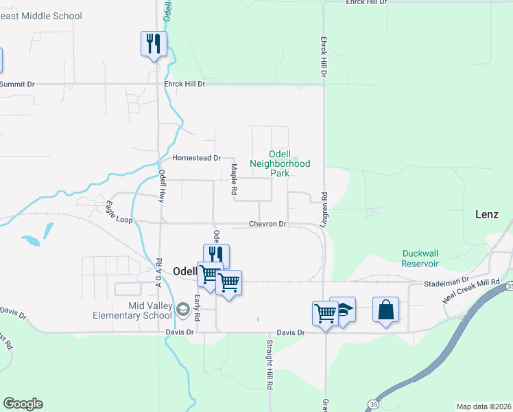 map of restaurants, bars, coffee shops, grocery stores, and more near 3611 Beachwood Drive in Hood River