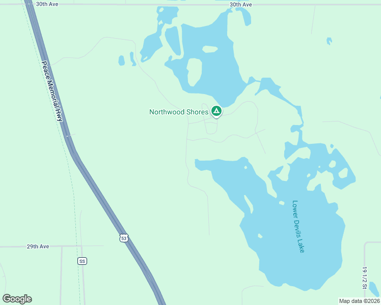 map of restaurants, bars, coffee shops, grocery stores, and more near 2939 18 3/4 Street in Rice Lake
