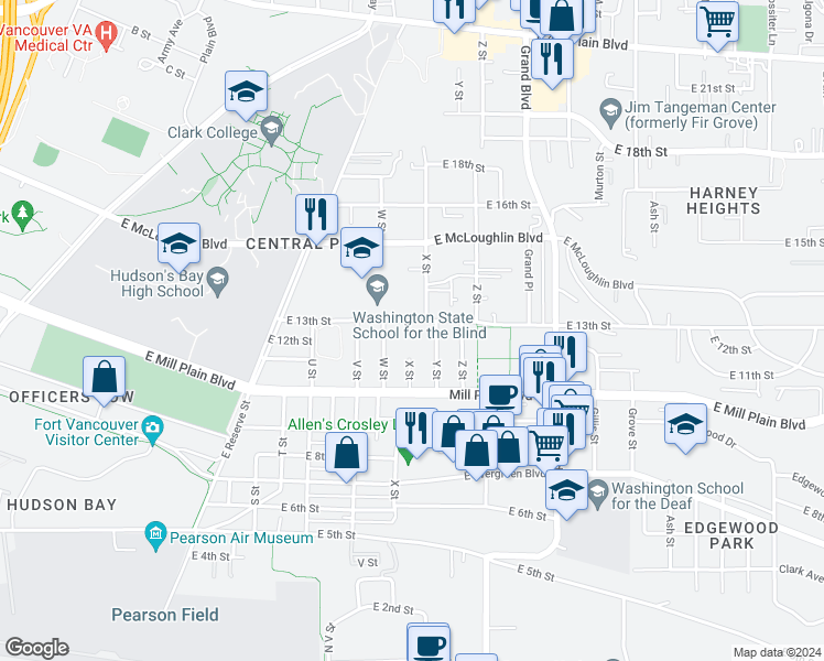map of restaurants, bars, coffee shops, grocery stores, and more near 2401 East 13th Street in Vancouver