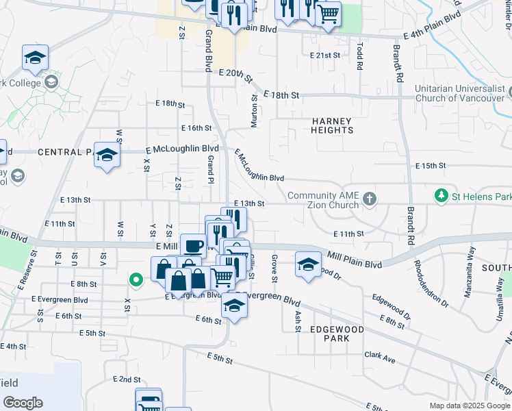 map of restaurants, bars, coffee shops, grocery stores, and more near 3111 East 13th Place in Vancouver