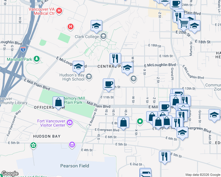 map of restaurants, bars, coffee shops, grocery stores, and more near in Vancouver