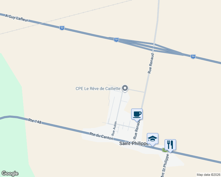 map of restaurants, bars, coffee shops, grocery stores, and more near 11 Rue Massie in Brownsburg
