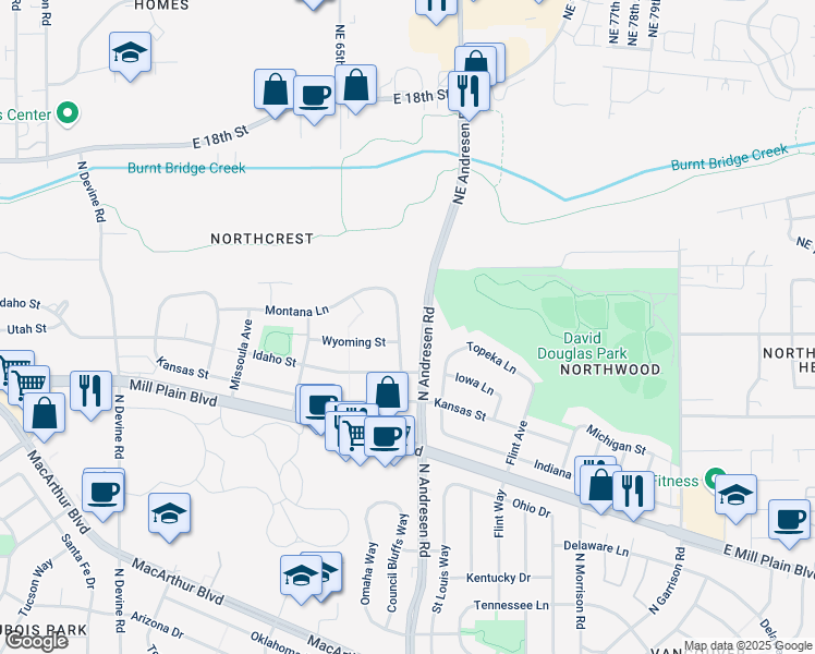 map of restaurants, bars, coffee shops, grocery stores, and more near 1211 Montana Lane in Vancouver