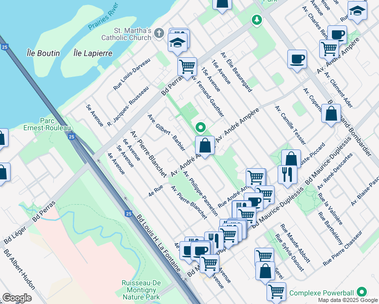 map of restaurants, bars, coffee shops, grocery stores, and more near in Montreal