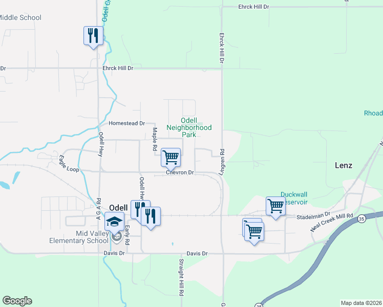 map of restaurants, bars, coffee shops, grocery stores, and more near 3196 Midway Road in Hood River