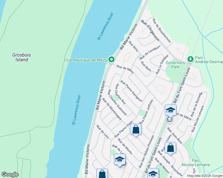 map of restaurants, bars, coffee shops, grocery stores, and more near 896 Rue Charles-Guimond in Boucherville