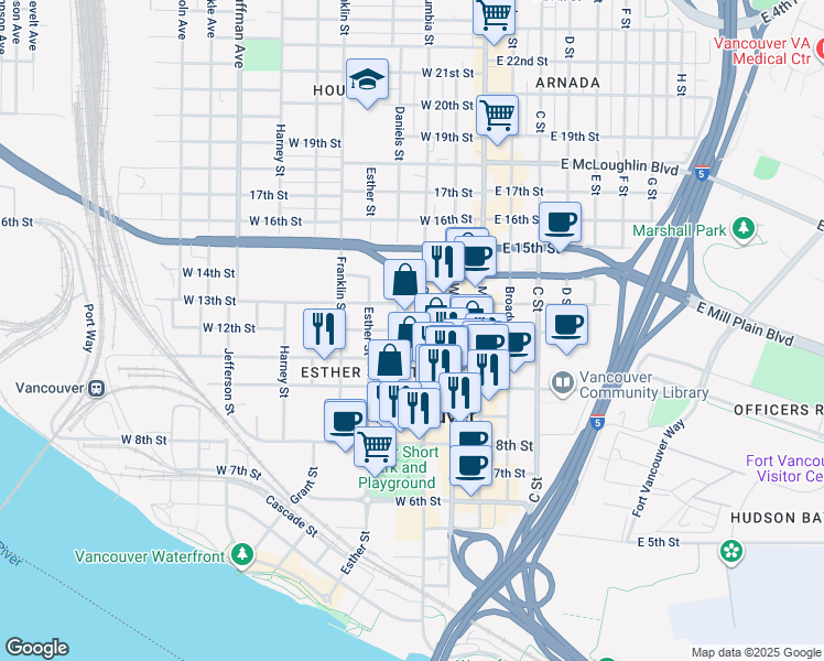 map of restaurants, bars, coffee shops, grocery stores, and more near 302 West 12th Street in Vancouver