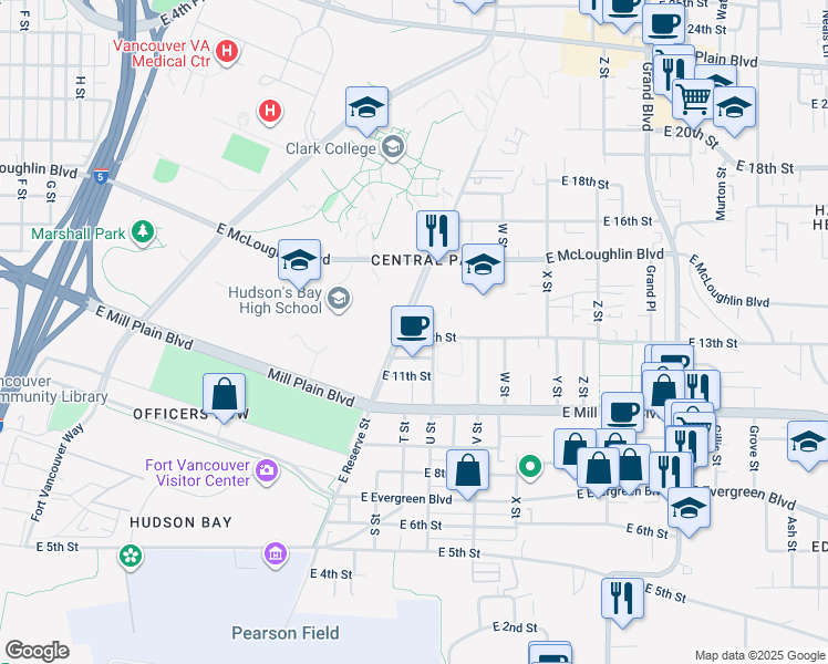 map of restaurants, bars, coffee shops, grocery stores, and more near in Vancouver