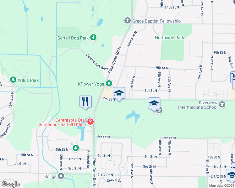 map of restaurants, bars, coffee shops, grocery stores, and more near 700 10th Avenue North in Sartell