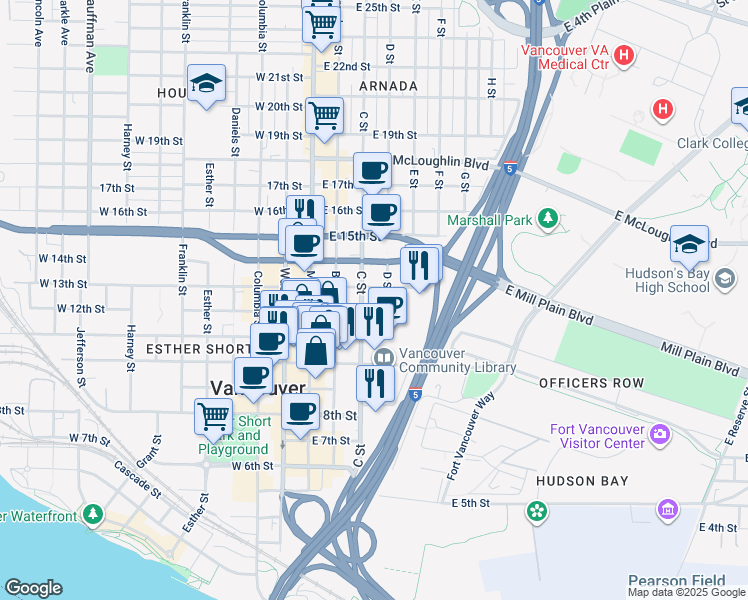 map of restaurants, bars, coffee shops, grocery stores, and more near 308 East 12th Street in Vancouver
