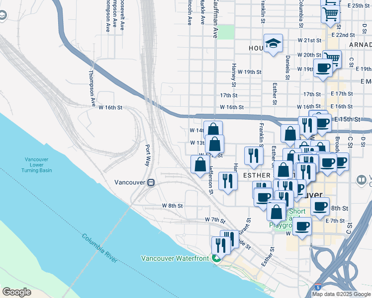 map of restaurants, bars, coffee shops, grocery stores, and more near 1200 West 13th Street in Vancouver