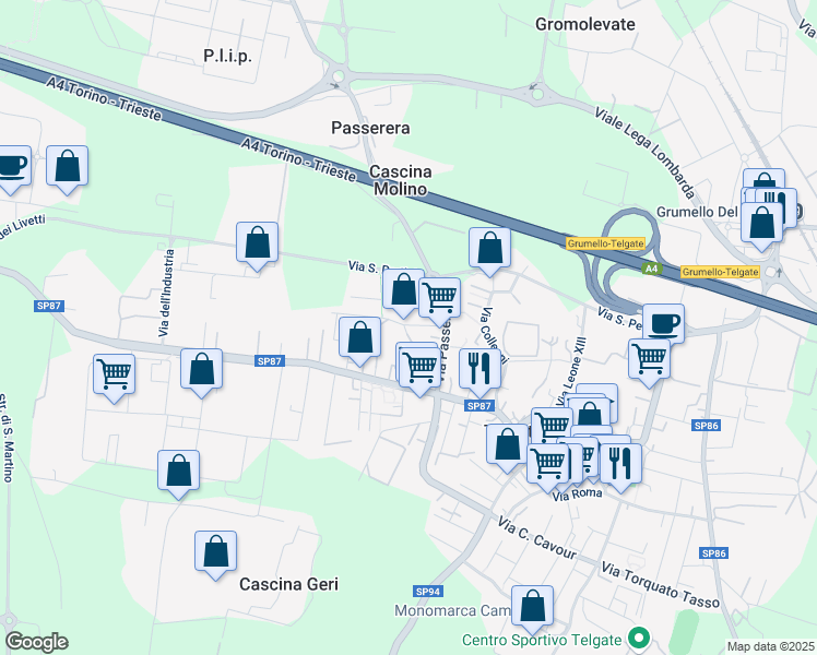 map of restaurants, bars, coffee shops, grocery stores, and more near 5 Via Chico Mendes in Telgate