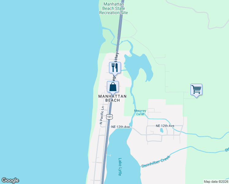 map of restaurants, bars, coffee shops, grocery stores, and more near 1820 U.S. 101 in Rockaway Beach