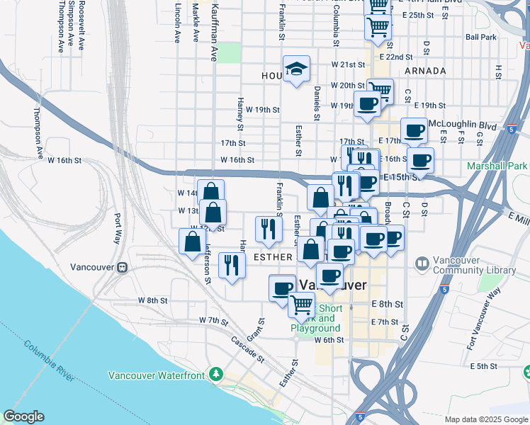 map of restaurants, bars, coffee shops, grocery stores, and more near 700 West 13th Street in Vancouver