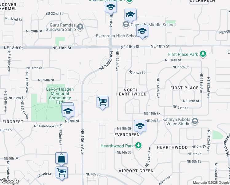 map of restaurants, bars, coffee shops, grocery stores, and more near 1300 Northeast 139th Avenue in Vancouver