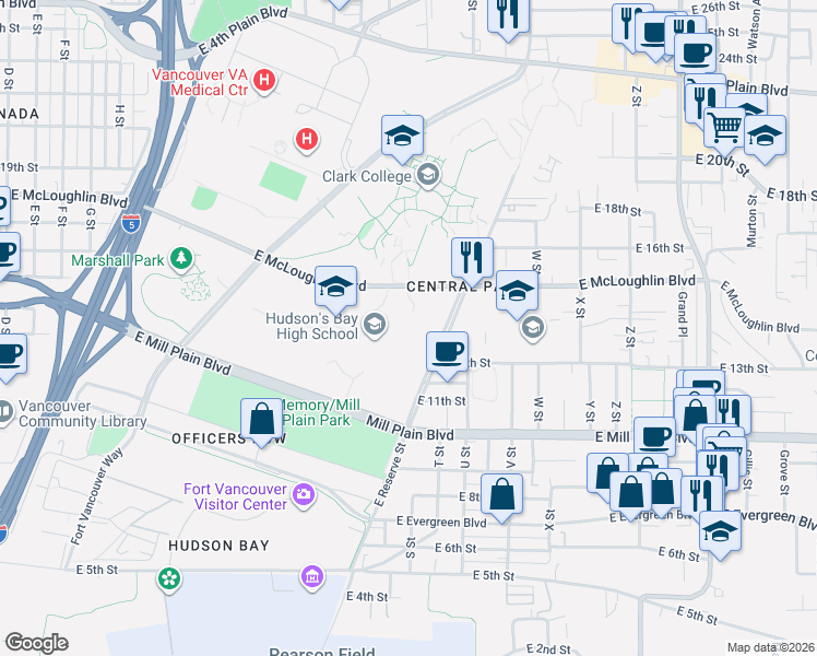 map of restaurants, bars, coffee shops, grocery stores, and more near 1372-1498 E Reserve St in Vancouver
