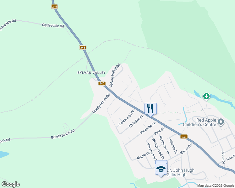 map of restaurants, bars, coffee shops, grocery stores, and more near 246 Hawthorne Street in Antigonish
