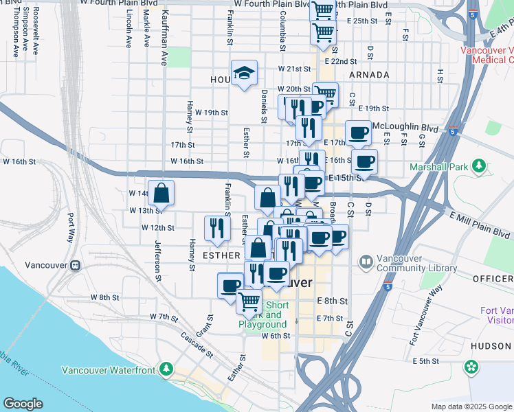 map of restaurants, bars, coffee shops, grocery stores, and more near 410 West 13th Street in Vancouver