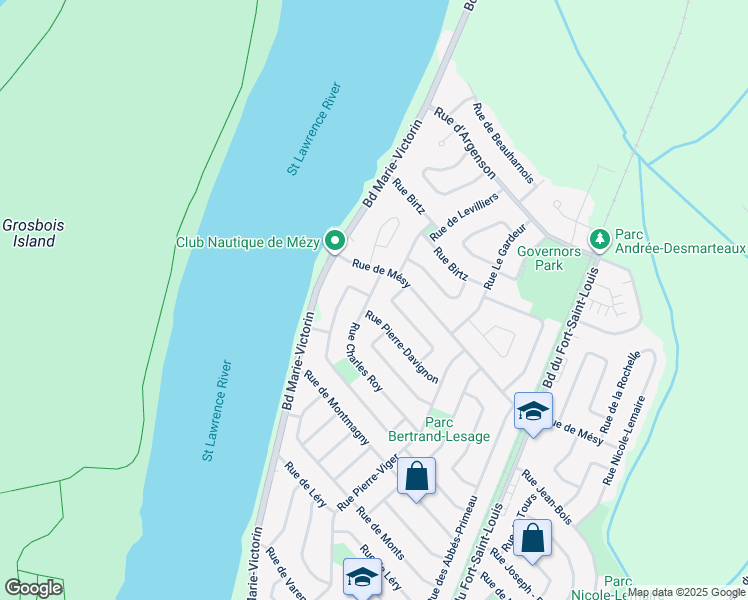 map of restaurants, bars, coffee shops, grocery stores, and more near 928 Rue Charles Roy in Boucherville