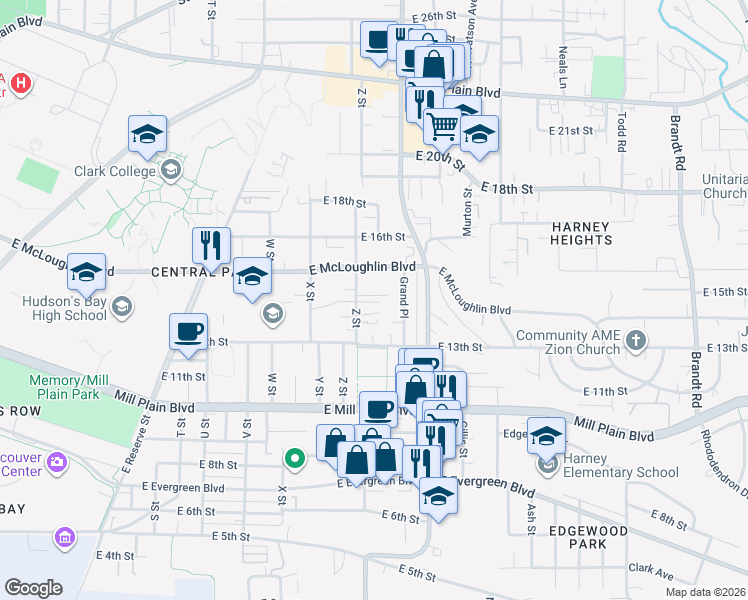map of restaurants, bars, coffee shops, grocery stores, and more near 1337 Z Street in Vancouver