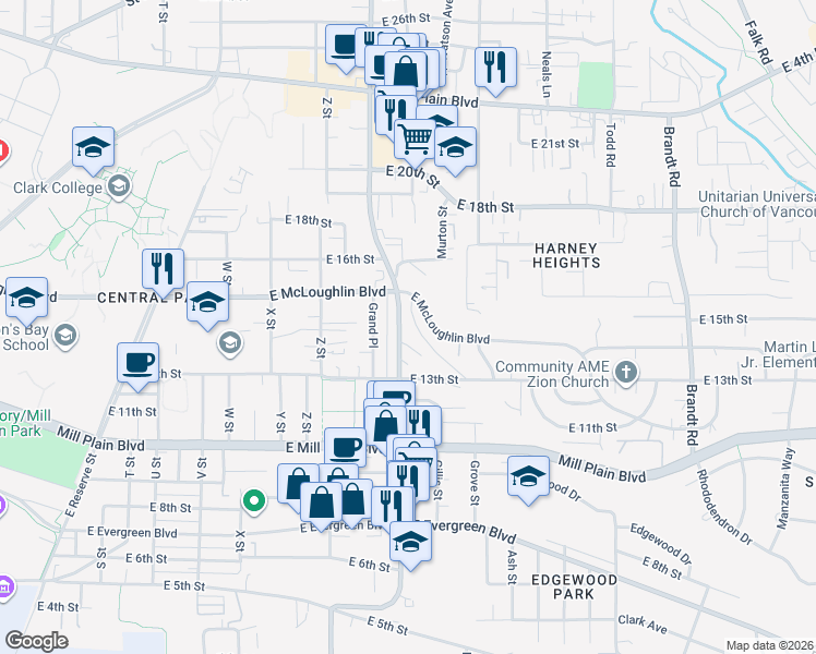 map of restaurants, bars, coffee shops, grocery stores, and more near 1403 Grand Boulevard in Vancouver