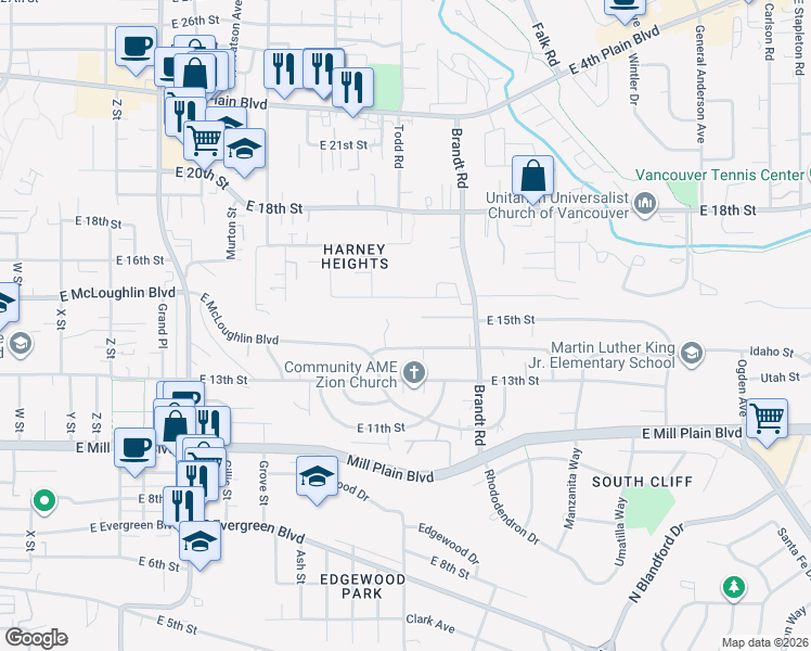 map of restaurants, bars, coffee shops, grocery stores, and more near 3604 East 14th Street in Vancouver