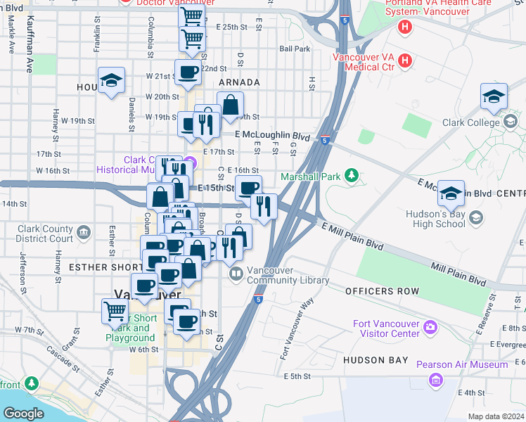 map of restaurants, bars, coffee shops, grocery stores, and more near 2409 Broadway Street in Vancouver