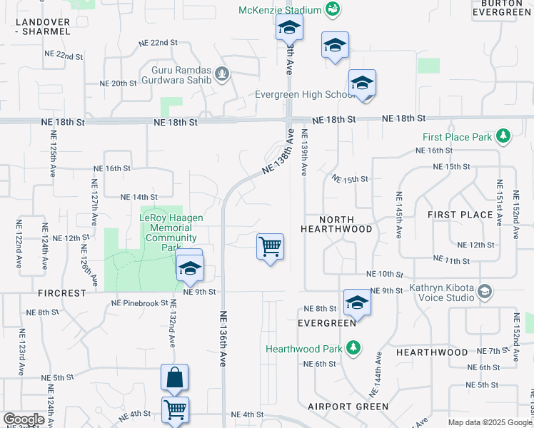 map of restaurants, bars, coffee shops, grocery stores, and more near 1441 Northeast 136th Avenue in Vancouver
