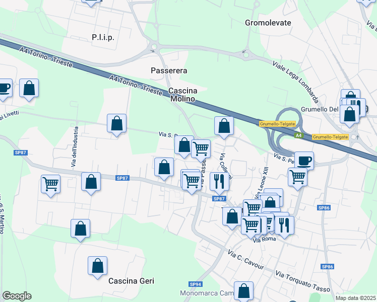 map of restaurants, bars, coffee shops, grocery stores, and more near 5 Via Chico Mendes in Telgate