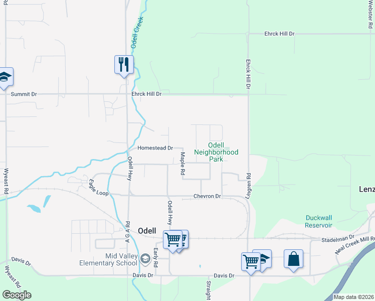 map of restaurants, bars, coffee shops, grocery stores, and more near 3540 Cedar Drive in Hood River