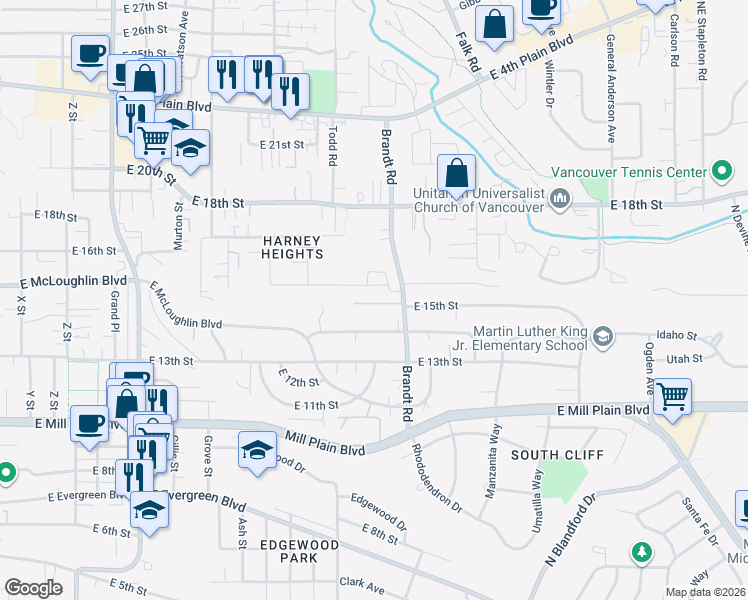 map of restaurants, bars, coffee shops, grocery stores, and more near 1414 Brandt Road in Vancouver