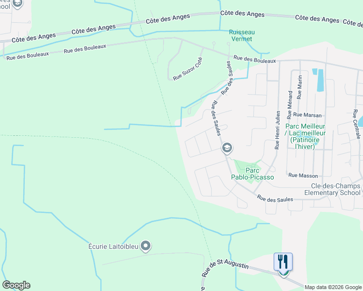 map of restaurants, bars, coffee shops, grocery stores, and more near 13600 Rue Paul Émile Borduas in Mirabel