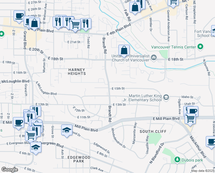 map of restaurants, bars, coffee shops, grocery stores, and more near 1414 Brandt Road in Vancouver