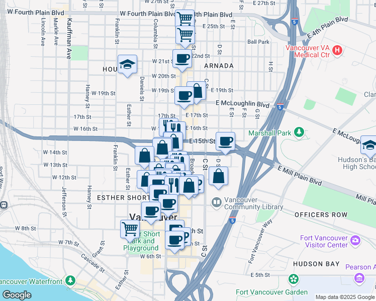 map of restaurants, bars, coffee shops, grocery stores, and more near in Vancouver