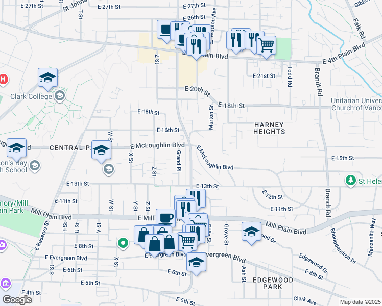 map of restaurants, bars, coffee shops, grocery stores, and more near 1436 North Grand Boulevard in Vancouver