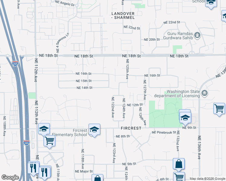 map of restaurants, bars, coffee shops, grocery stores, and more near 12213 Northeast 14th Street in Vancouver