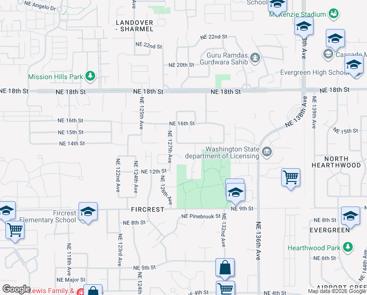 map of restaurants, bars, coffee shops, grocery stores, and more near 12710 Northeast 13th Circle in Vancouver