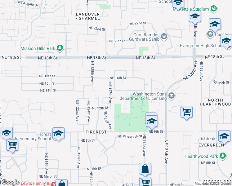 map of restaurants, bars, coffee shops, grocery stores, and more near 12710 Northeast 13th Circle in Vancouver