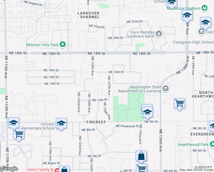 map of restaurants, bars, coffee shops, grocery stores, and more near 12615 Northeast 13th Way in Vancouver